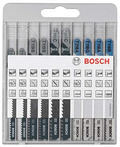 Bosch Professional 10 parçalı dekupaj testere bıçağı seti Basic for Wood and Metal (ahşap ve metal için, dekupaj testeresi aksesuar