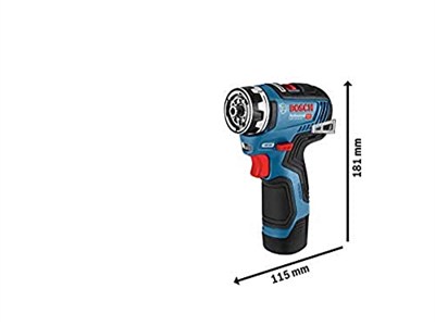 Bosch Professional 12 V Sistem Akülü Matkap GSR 12V-35 FC - FlexiClick Sistemi (2 x 3.0 Ah Akü Dahil, Hızlı Şarj Cihazı GAL 12V-40, 4 x Başlık, L-BOXX)