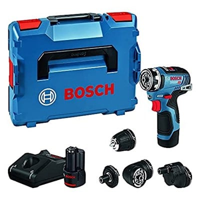 Bosch Professional 12 V Sistem Akülü Matkap GSR 12V-35 FC - FlexiClick Sistemi (2 x 3.0 Ah Akü Dahil, Hızlı Şarj Cihazı GAL 12V-40, 4 x Başlık, L-BOXX)