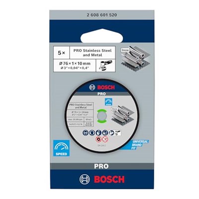 Bosch Professional Accessories 5 adet kesme diski (Inox uzmanı, 10 mm yuvalı açılı taşlama makinesi için aksesuar)