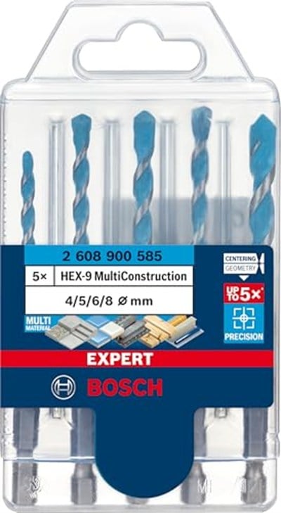 Bosch Professional Accessories 5x Expert Hex-9 Multiconstruction Delme Ucu Setleri (Beton, Yumuşak Döşemeler, Çelik, Yumuşak Ahşap, Plastik, 4-8 mm, Aksesuar Döner Matkap/Vidalamalar)