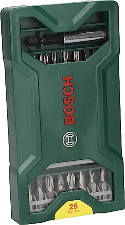 Bosch Professional Accessories X/Line Mini 25 Parça Vidalama Seti, Plastik Kutu, Yeşil