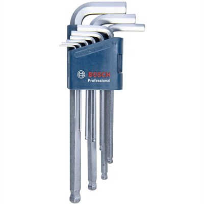 Bosch Professional alyan anahtar seti 1600A01TH5, HEX 9 parça açılı anahtar, 1.5-10.0 mm, mavi