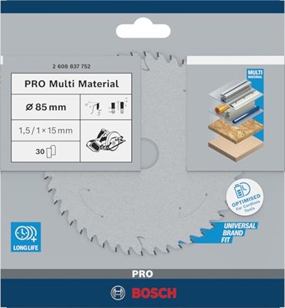 Bosch Professional Dairesel Testere Bıçağı, Standart ( 85 x 15 x 1,5 mm, 30 dişli, akülü daire testere aksesuarı)