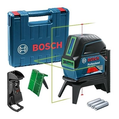 Bosch Professional GCL 2-15 G Çizgi Lazer (15 m Çalışma Alanı, 3 x AA Pil, IP 54 Toza Karşı Koruma Sistemi, Yeşil Lazer, RM1 Tutucu, Takım Çantası)