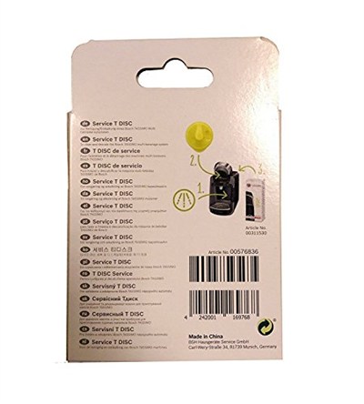 Bosch Tassimo için kahve makinesi temizleme T Disc. parça numarası 621101, model TAS12.., TAS20.., TAS32.., TAS40.., TAS65.., TAS85