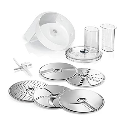 Bosch VeggieLove MUZ5VL1 aksesuar seti, 5 dilim içeren sürekli şnitzler (kesme tornalama diski, törpüleme diski, orta ince rende diski, Asya sebzeleri ve rösti için), çok renkli