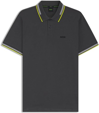 BOSS Erkek Paul Curved Polo streç pike, kavisli logolu T-shirt
