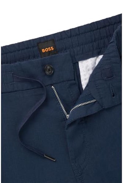 BOSS Erkek Sanderson-L Regular-Fit pantolon, rahat streç keten karışımı