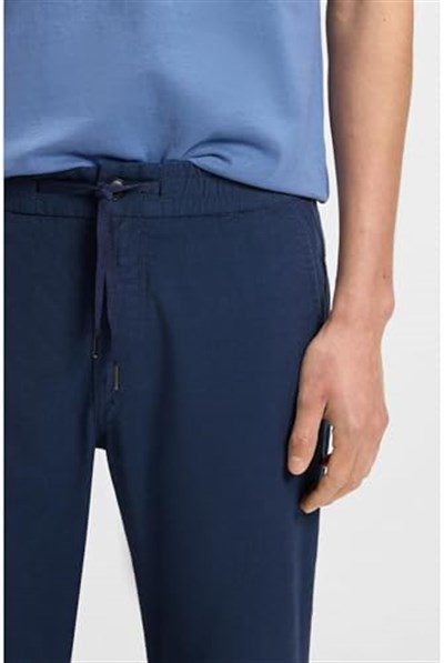 BOSS Erkek Sanderson-L Regular-Fit pantolon, rahat streç keten karışımı