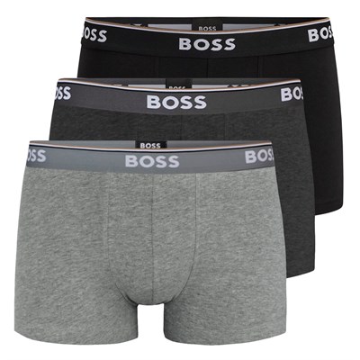 BOSS Erkek Trunk 3P Power Üçlü Paket Boxer Şort Streç Pamuktan Logo Beli