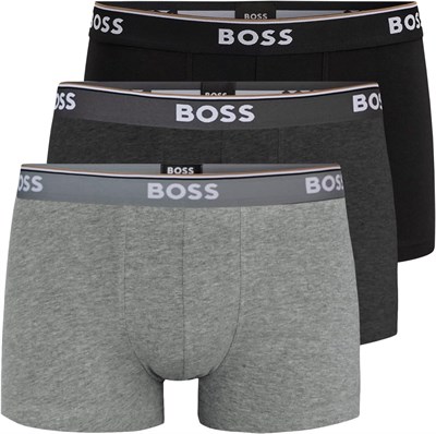 BOSS Erkek Trunk 3P Power Üçlü Paket Boxer Şort Streç Pamuktan Logo Beli