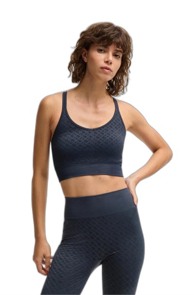 BOSS Lacivert Slim Fit Dokuma Spor Sütyen, L Beden