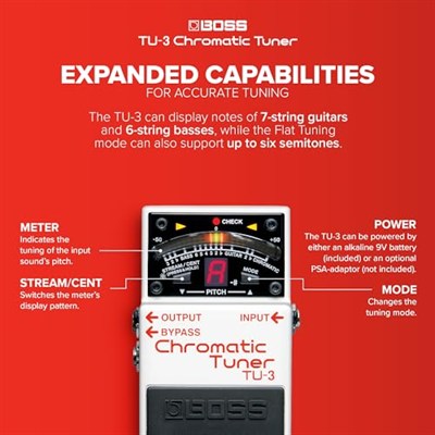 BOSS TU-3 akort cihazı pedal, beyaz