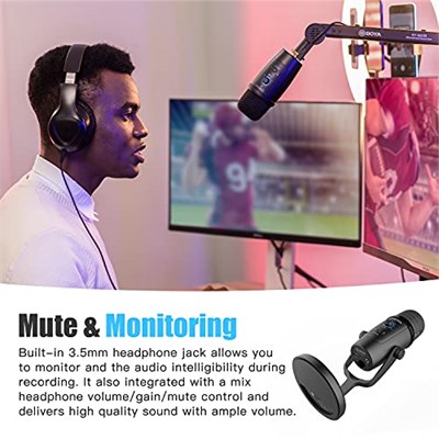 BOYA USB kondansatörlü mikrofon, By-PM500 USB stüdyo mikrofonu, Windows, Mac ve PC için, Vokal, YouTube akışı, oyun, konferans çağrısı, ASMR, Podcast video kaydı için çıkarılabilir stant