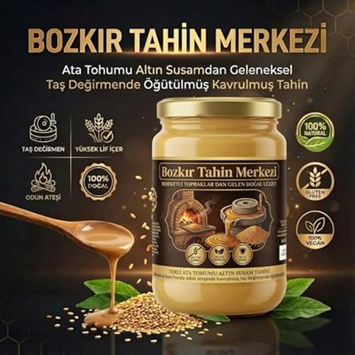 Bozkır Tahin Merkezi Yerli Ata Tohumu Altın Susam Taş Değirmeni Tahini 600 gr (vegan&katkısız)