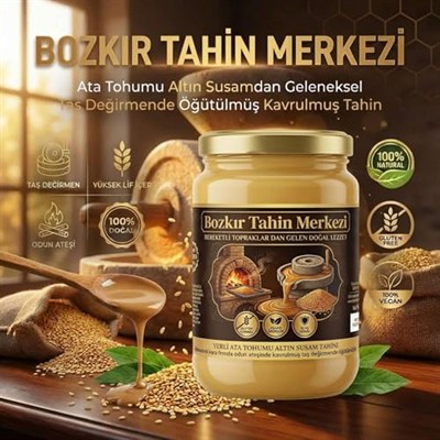 Bozkır Tahin Merkezi Yerli Ata Tohumu Altın Susam Taş Değirmeni Tahini 600 gr (vegan&katkısız)