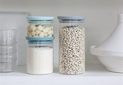 Brabantia Kapaklı saklama kabı 3lü set (1 x nane 0,3 L, 1 x petrol 0,6 l, 1 x gri 1,1 L)