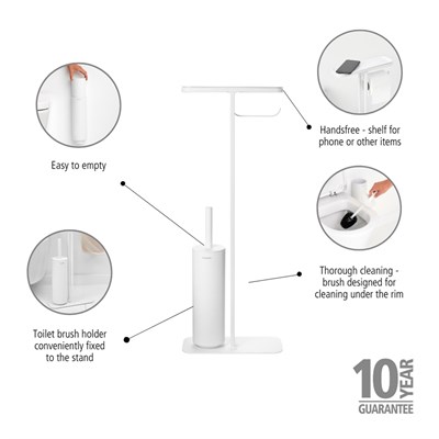 Brabantia Mindset Fresh White Standlı Organizer/Tuvalet Kağıdı Tutucusu ve Tuvalet Fırçası (BRA 303883)
