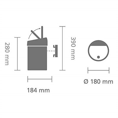 Brabantia Touch Bin plastik eklentili Çöp kutusu, paslanmaz çelik, Beyaz, 3 l