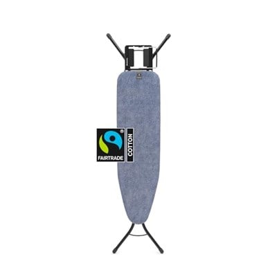 Brabantia - Ütü masası A - Buharlı ütü için - Yüksekliği ayarlanabilir - Sol ve Sağ elini kullananlar için - Sağlam dört ayaklı çerçeve - Kolay kaydırılabilir - Denim Blue - 110 x 30 cm