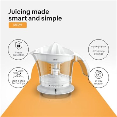 Braun MPZ9.2 Meyve Sıkacağı, Plastik, Beyaz