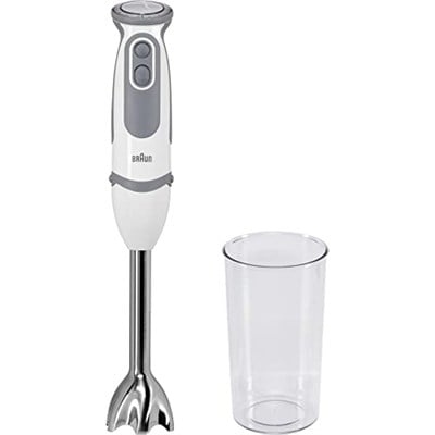 Braun MQ 5200WH - MultiQuick 5 Vario el blenderi paslanmaz çelik karıştırma ayağı, 1000 Watt, 600 ml karıştırma ve ölçüm kabı dahil, beyaz/gri