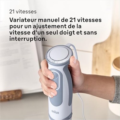 Braun MQ 5200WH - MultiQuick 5 Vario el blenderi paslanmaz çelik karıştırma ayağı, 1000 Watt, 600 ml karıştırma ve ölçüm kabı dahil, beyaz/gri