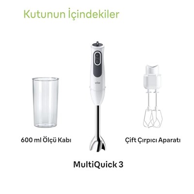 Braun Multi Quick 7 El Blender Seti MQ 7025X, 1000 W, 500 ml Hazne, Siyah