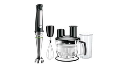 Braun MultiQuick 7 MQ 7075X el blenderi, ActiveBlade teknolojisine sahip çıkarılabilir paslanmaz çelik blender ayağına sahip el blenderi, 3 parçalı aksesuar seti dahil, 1000 watt, siyah