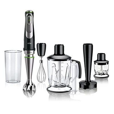 Braun MultiQuick 9 MQ 9147X el mikseri – Active PowerDrive ve SplashControl ile, püre yapma çubuğu, sebze ezici, mikser, parçalayıcı ve çırpma teli, 1200 Watt, siyah/paslanmaz çelik