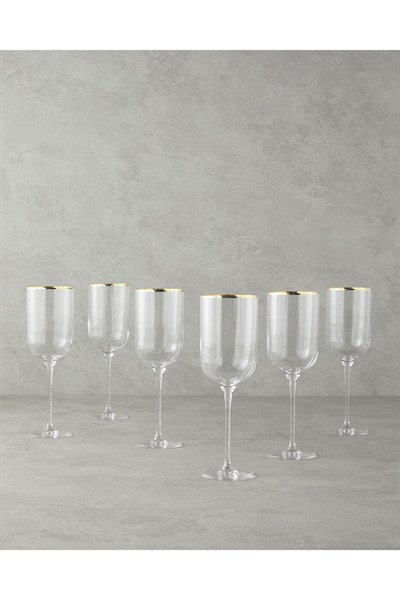 Bridgette Cam 6Lı Kadeh 350 Ml Gold