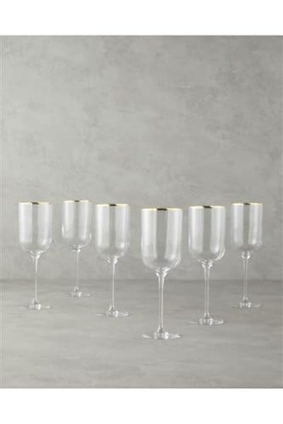 Bridgette Cam 6Lı Kadeh 350 Ml Gold