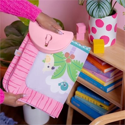 Bright Starts Pink Palms Tiki Oyuncak Çubuklu Bebek Jimnastik Aktivitesi Ve Yüz Üstü Geçirilen Zaman Matı, Oyuncak Çubuğu Ve 3 Oyuncak, Yenidoğan İle 3 Yaş Arası Bebekler İçin