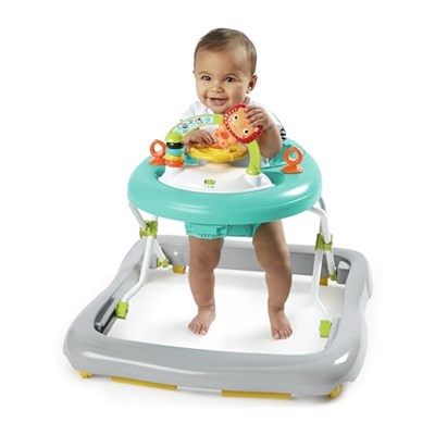 Bright Starts Zig Zag Zebra Katlanabilir Bebek Yürüteç, İlk Adımlar, Ayrılabilir Oyuncak İstasyon Işıkları ve Melodiler, Yüksekliği Ayarlanabilir, 6 Ay ve Üzeri
