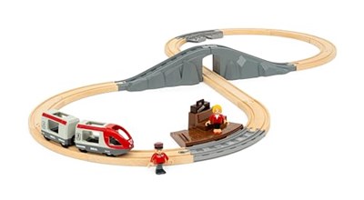 BRIO World – 36079 Starter Seyahat Tren Seti | 3 yaş üzeri çocuklar için 22 parçalı ahşap oyuncak tren seti