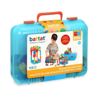 Bristle blok 113 Piece Deluxe Builder Case with Family and hayvan Figurines