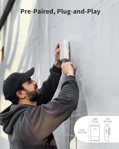 BrosTrend 5GHz 867Mbps Kablosuz Köprü, 1KM WiFi Köprüsü, PtP ve PtMP için Uzun Menzilli Noktadan Noktaya Açık Hava CPE, IP65 Tak ve Çalıştır, Pasif PoE Enjektörü, Çiftlik Garaj Binası vb. İçin 2 Paket