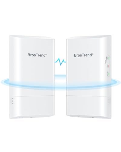BrosTrend 5GHz 867Mbps Kablosuz Köprü, 1KM WiFi Köprüsü, PtP ve PtMP için Uzun Menzilli Noktadan Noktaya Açık Hava CPE, IP65 Tak ve Çalıştır, Pasif PoE Enjektörü, Çiftlik Garaj Binası vb. İçin 2 Paket