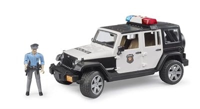 Bruder - Jeep Wranger U.R. Polis Aracı Ve Açık Tenli Memur Ölçekli Model