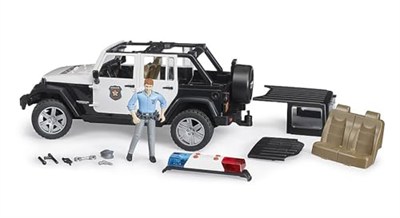 Bruder - Jeep Wranger U.R. Polis Aracı Ve Açık Tenli Memur Ölçekli Model