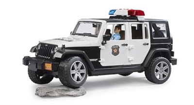 Bruder - Jeep Wranger U.R. Polis Aracı Ve Açık Tenli Memur Ölçekli Model