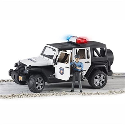 Bruder - Jeep Wranger U.R. Polis Aracı Ve Açık Tenli Memur Ölçekli Model