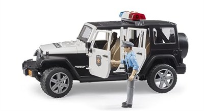 Bruder - Jeep Wranger U.R. Polis Aracı Ve Açık Tenli Memur Ölçekli Model