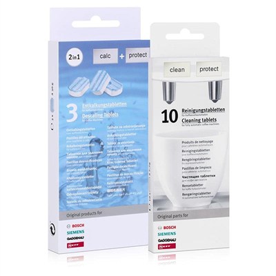 BSH 1 x Entkalkungstabletten 2 in1 00311819 + 1 x Reinigungstabletten 311769 Bosch Siemens Neff GA