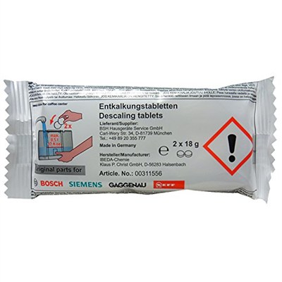 BSH 2li paket için Entkalkungstabletten cihazlar der -Grubu: Siemens – Bosch – Balay – Constructa – Gaggenau – Neff/6 Entkalkungstabletten her biri 18 g/311556 – TZ 60002 – TCZ6002