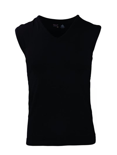 BSM Erkek Modal Pamuk Dip Kol V Yaka Yumuşak Nefes Alabilen Rahat Atlet (XL, Siyah)