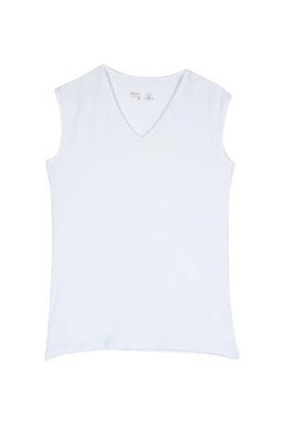 BSM Erkek Modal Pamuk Dip Kol V Yaka Yumuşak Nefes Alabilen Rahat Atlet (XL, Beyaz)