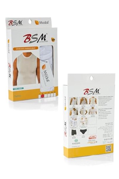 Bsm Erkek Modal Sıfır Yaka Gri Kolsuz Badi Atlet 40603 Beyaz M