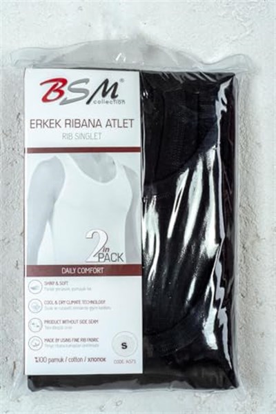 Bsm Erkek Ribana 2 li Atlet 14573 Siyah S
